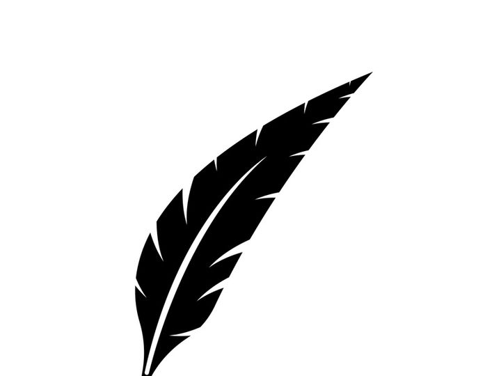 Feather quill design icon and logo illustration classic stationery