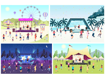 Music festival flat vector illustration set preview picture