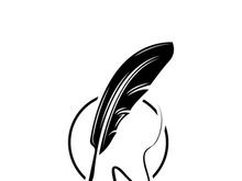 Feather quill design icon and logo illustration classic stationery