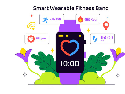 10 Smart Wearable Fitness Band Illustration