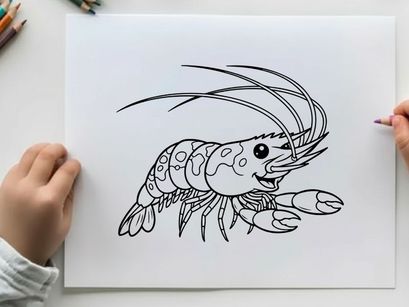 Cute cartoon shrimp waving vector illustration flat design