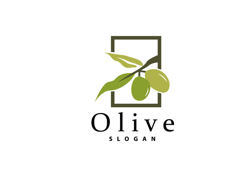 Olive Oil Logo, Olive Leaf Plant Herbal Garden Vector