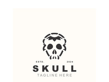 Skull skeleton logo vintage template idea on white background