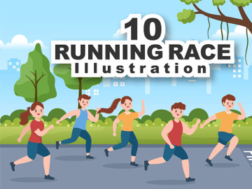 10 Running Race Flat Illustration preview picture