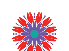 Traditional Asian colorful floral pattern Stained glass mosaic logo tile design inspiration