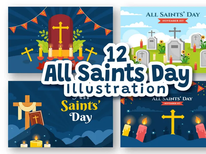 12 All Saints Day Vector Illustration