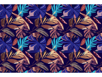 Abstract Trendy Exotic Jungle Plants Pattern preview picture