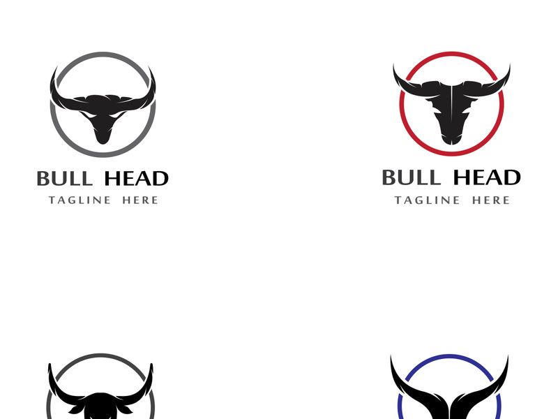 Retro vintage bull head horns logo.
