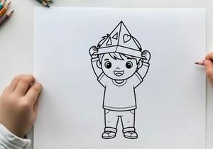 Happy child party hat celebration vector illustration