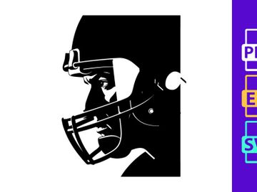 American football player wearing protective helmet and face mask preview picture