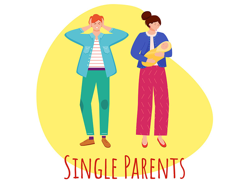Single parents flat poster vector template