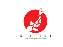 Koi Fish Logo Design, Ornamental Fish Vector, Aquarium Ornament Illustration Brand product