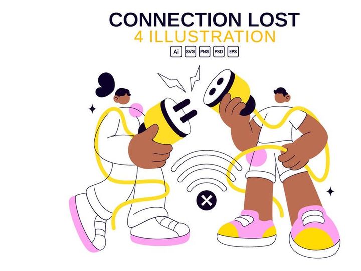 4 Connection Lost Vector Illustration