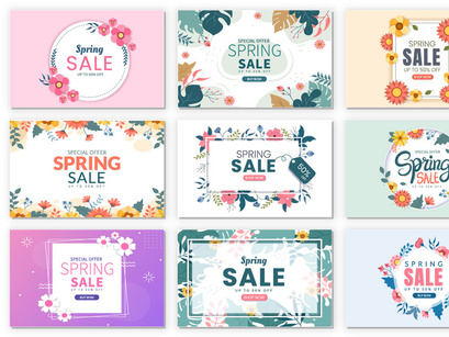 35 Spring Sale Blossom Flowers Background Illustration