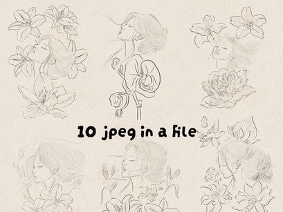 Elegant Line Art Portrait Collection – 10 Artwork Bundle (EPS + JPEG)