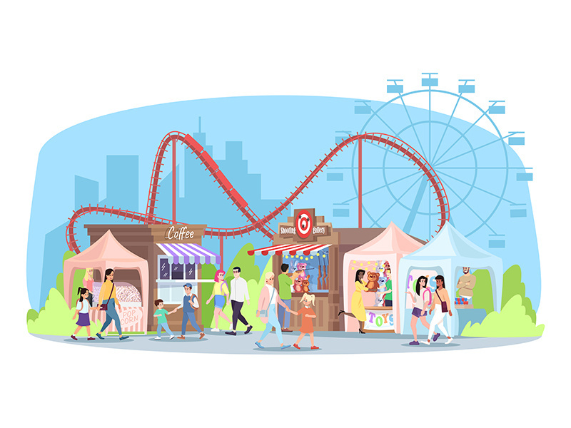 Amusement park flat vector illustration