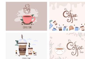 24 Set Coffee Cup Background Vector