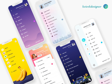 Mobile App Sidebar Navigation Menu UI Pack preview picture