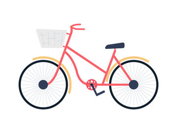 Bicycle with basket semi flat color vector object preview picture