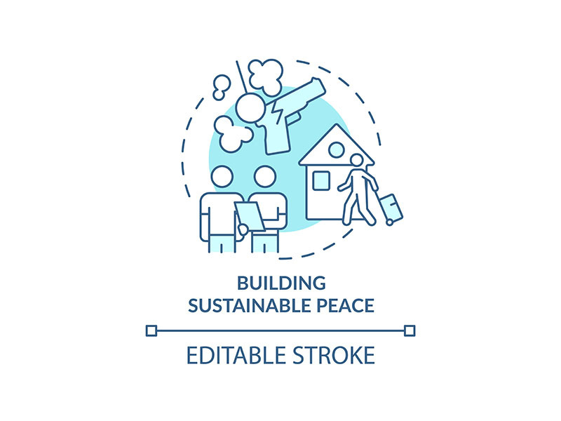 Building sustainable peace turquoise concept icon