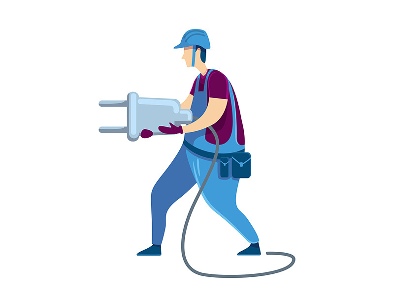 Electrician flat color vector faceless character