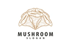Mushroom Logo, Retro Minimalist Design, Food