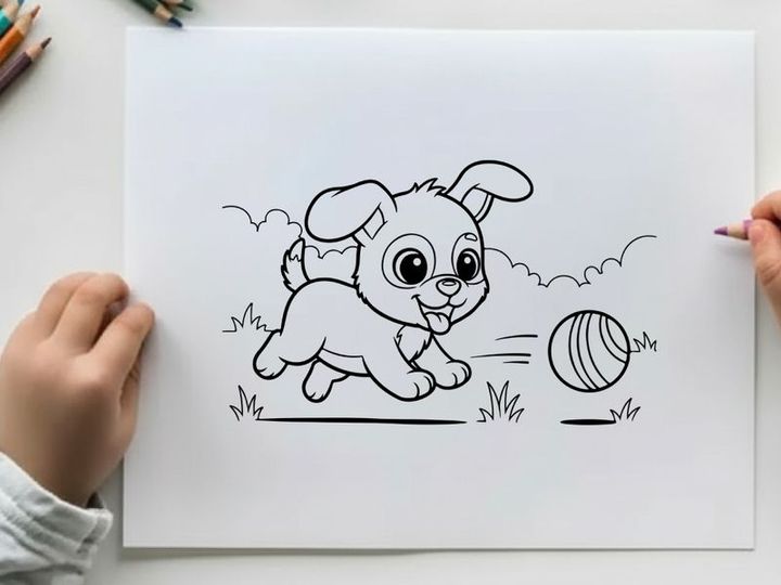 Cute puppy playing with soccer ball vector illustration