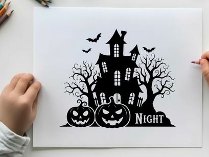haunted house halloween night vector illustration