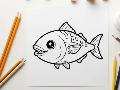 Cute cartoon fish with star vector illustration flat design