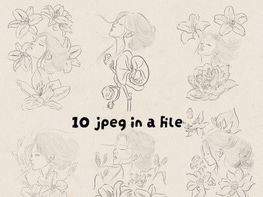 Elegant Line Art Portrait Collection – 10 Artwork Bundle (EPS + JPEG) preview picture