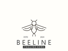 Bee line art animal exclusive logo simple inspiration on black background design