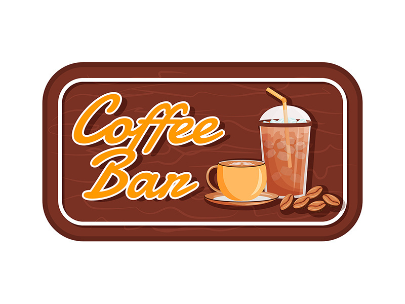 Coffee bar flat color vector label