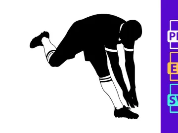 Black silhouette of a person stretching or exercising in a runner's lunge position preview picture