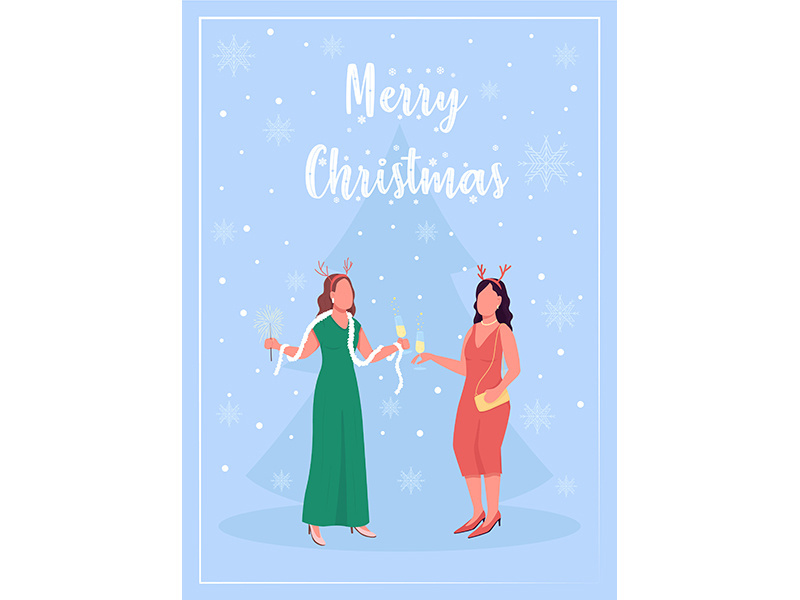 Festive event greeting card flat vector template