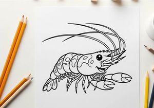 Cute cartoon shrimp waving vector illustration flat design
