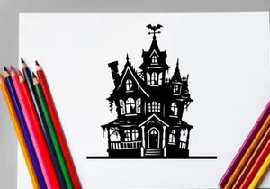 Geisterhaus-Vektorillustration für gruselige Halloween-Themen