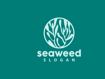 Coral reef logo vector silhouette sea fish habitat simple beautiful sea plants preview picture