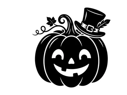 Halloween Pumpkin with Jack-o'-Lantern Face and Witch Hat