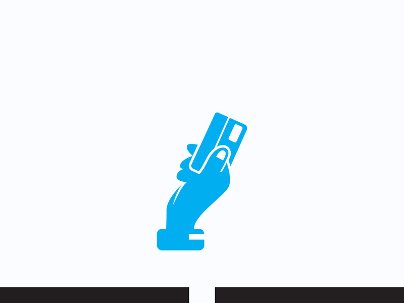 Hand holding credit card business icon image design