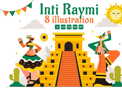 8 Inti Raymi Vector Illustration