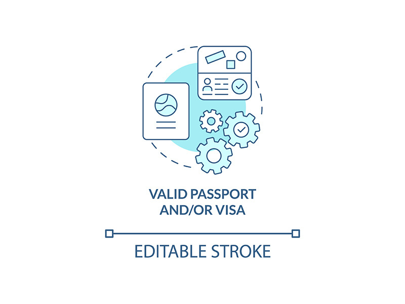 Valid passport and visa concept icon