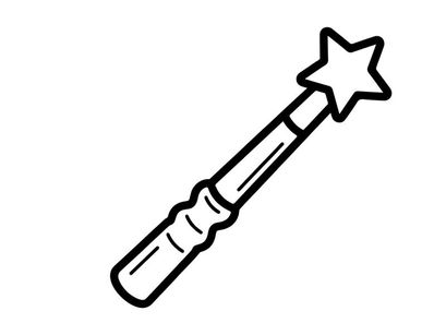 Magic wand with glowing star for fantasy and Halloween themes. Enchanted prop for spells, fairy tales, and mystical celebrations.