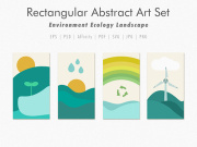 Rectangular Abstract Art Set of Environment Ecology Landscape