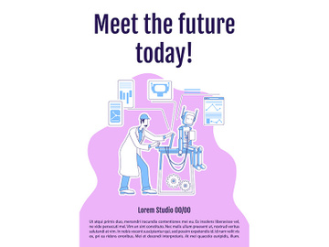 Meet future today poster flat silhouette vector template preview picture