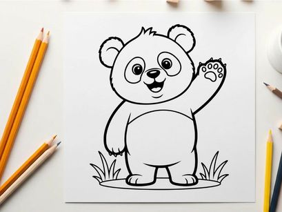Cute cartoon bear waving hand vector illustration flat design