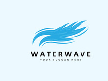 Water Wave Logo, Earth Element Vector, Water Wings Logo Design Style, Brand Icon, Sticker