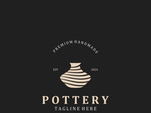 Pottery logo design handmade, creative traditional mug craft concept inspiration nature workshop