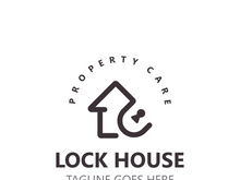 Lock House secure logo design, smart key home vector concept template