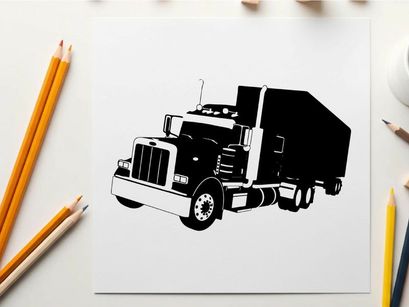 Silhouette of a semi truck with trailer