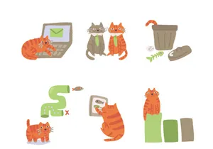Ginger Cat UX Illustration Set
